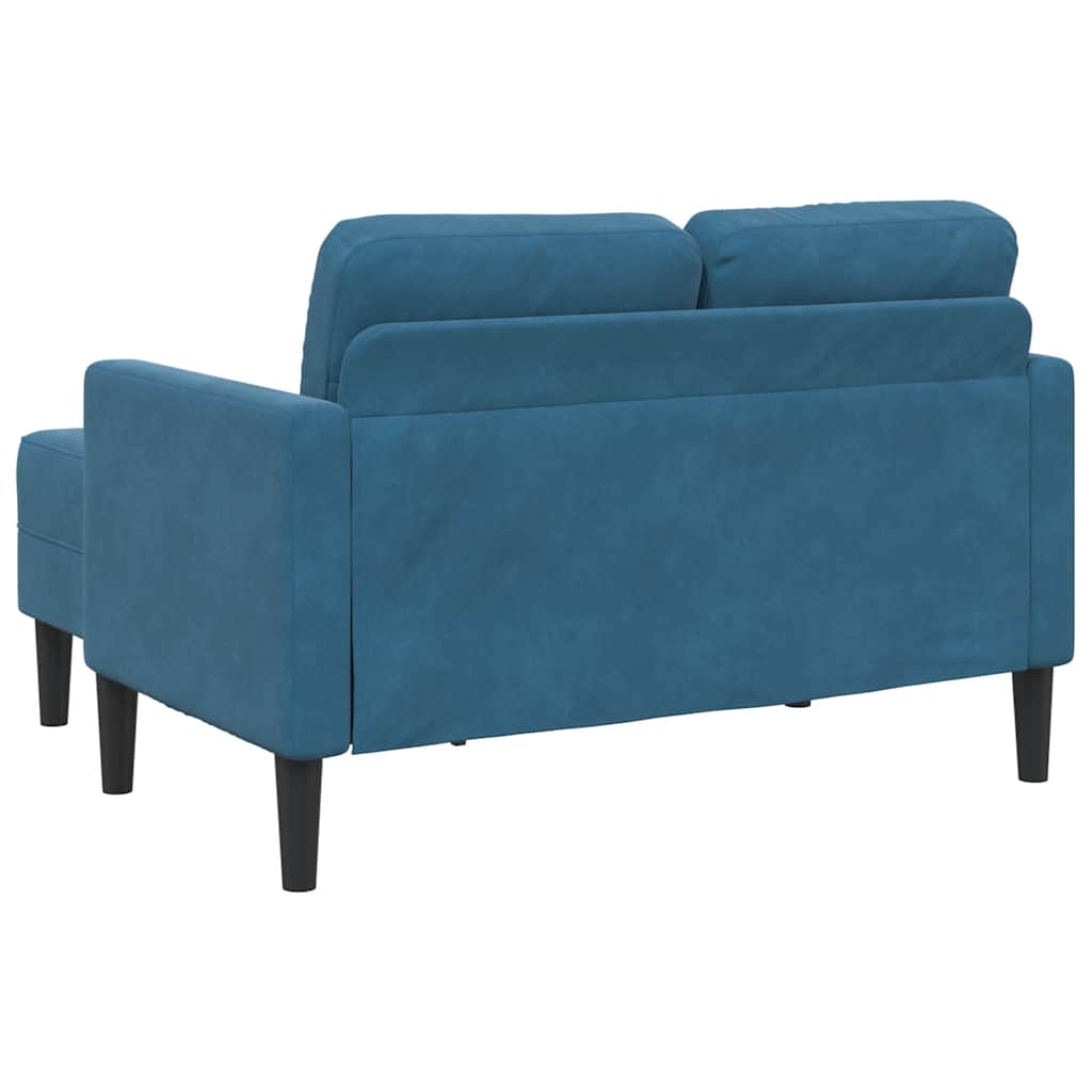 Sofá 2 lugares com Chaise em L 125 cm veludo azul