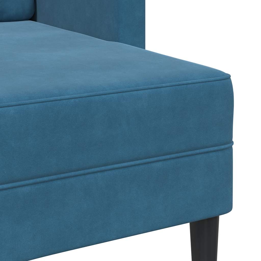 Sofá 2 lugares com Chaise em L 125 cm veludo azul