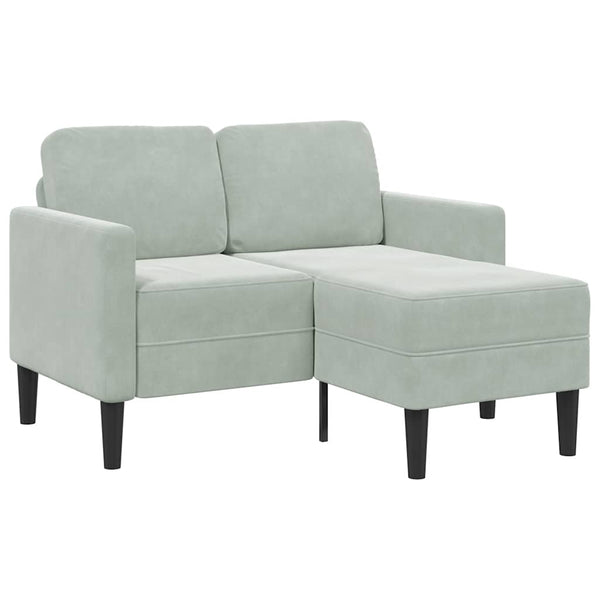 Sofá 2 lugares com Chaise em L 125 cm veludo cinzento-claro