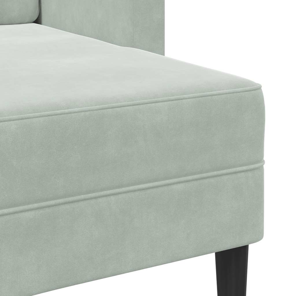Sofá 2 lugares com Chaise em L 125 cm veludo cinzento-claro