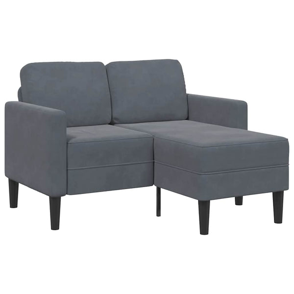 Sofá 2 lugares com Chaise em L 125 cm veludo cinzento-escuro