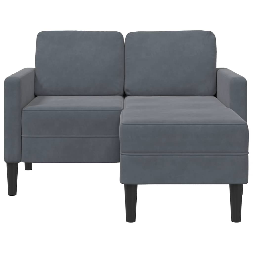 Sofá 2 lugares com Chaise em L 125 cm veludo cinzento-escuro