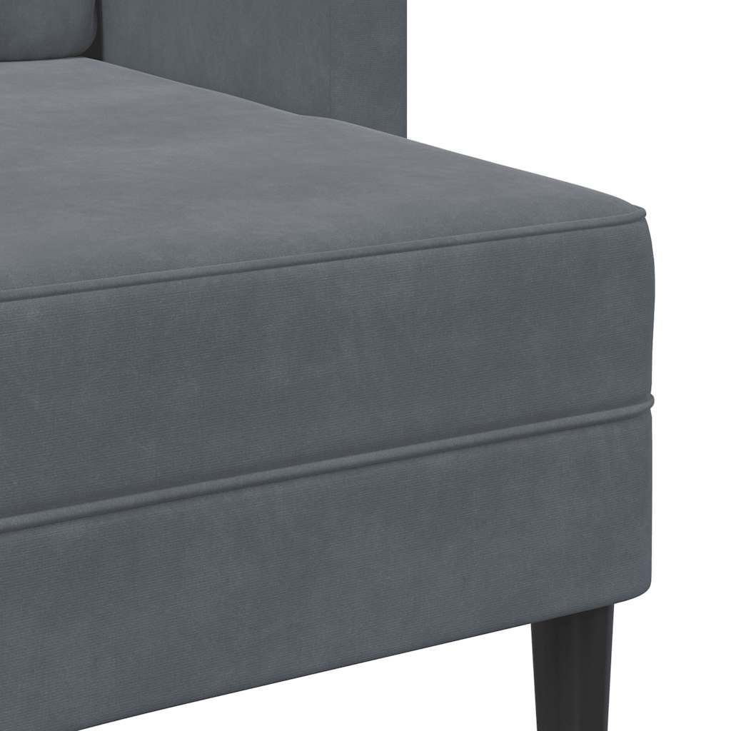 Sofá 2 lugares com Chaise em L 125 cm veludo cinzento-escuro