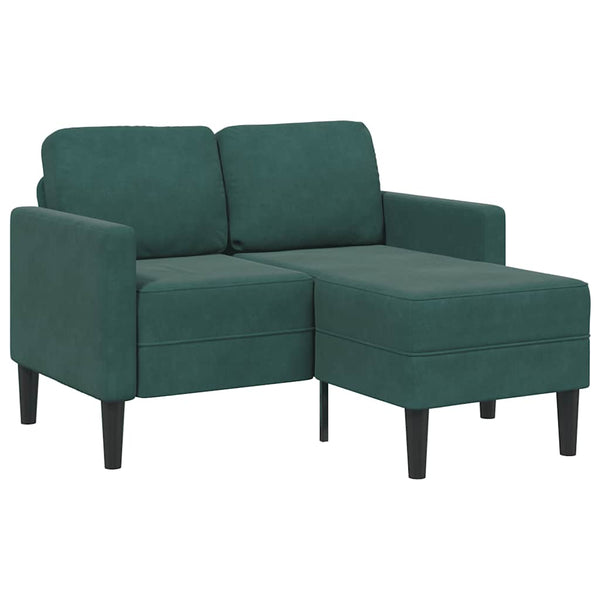 Sofá 2 lugares com Chaise em L 125 cm veludo verde-escuro