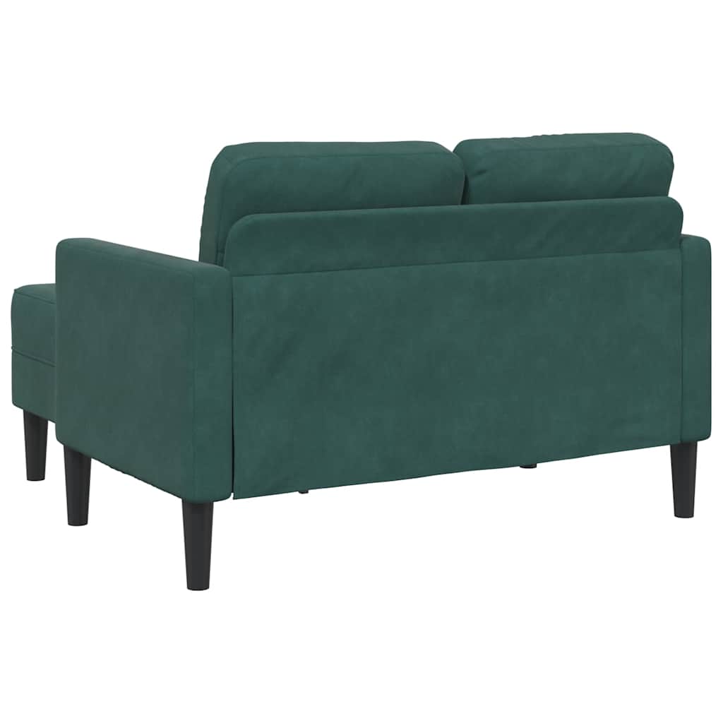 Sofá 2 lugares com Chaise em L 125 cm veludo verde-escuro