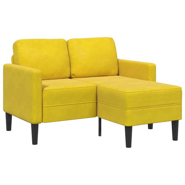 Sofá 2 lugares com Chaise em L 125 cm veludo amarela