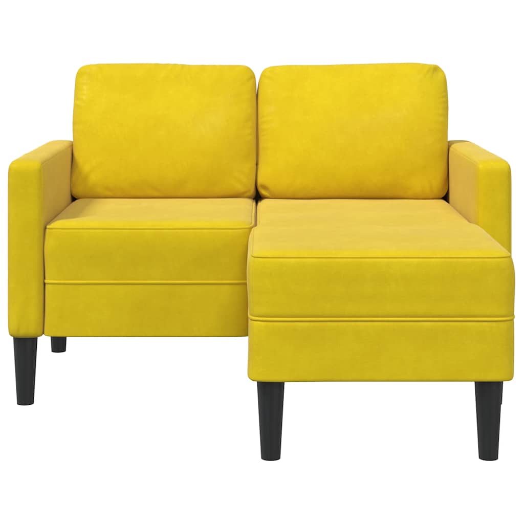 Sofá 2 lugares com Chaise em L 125 cm veludo amarela