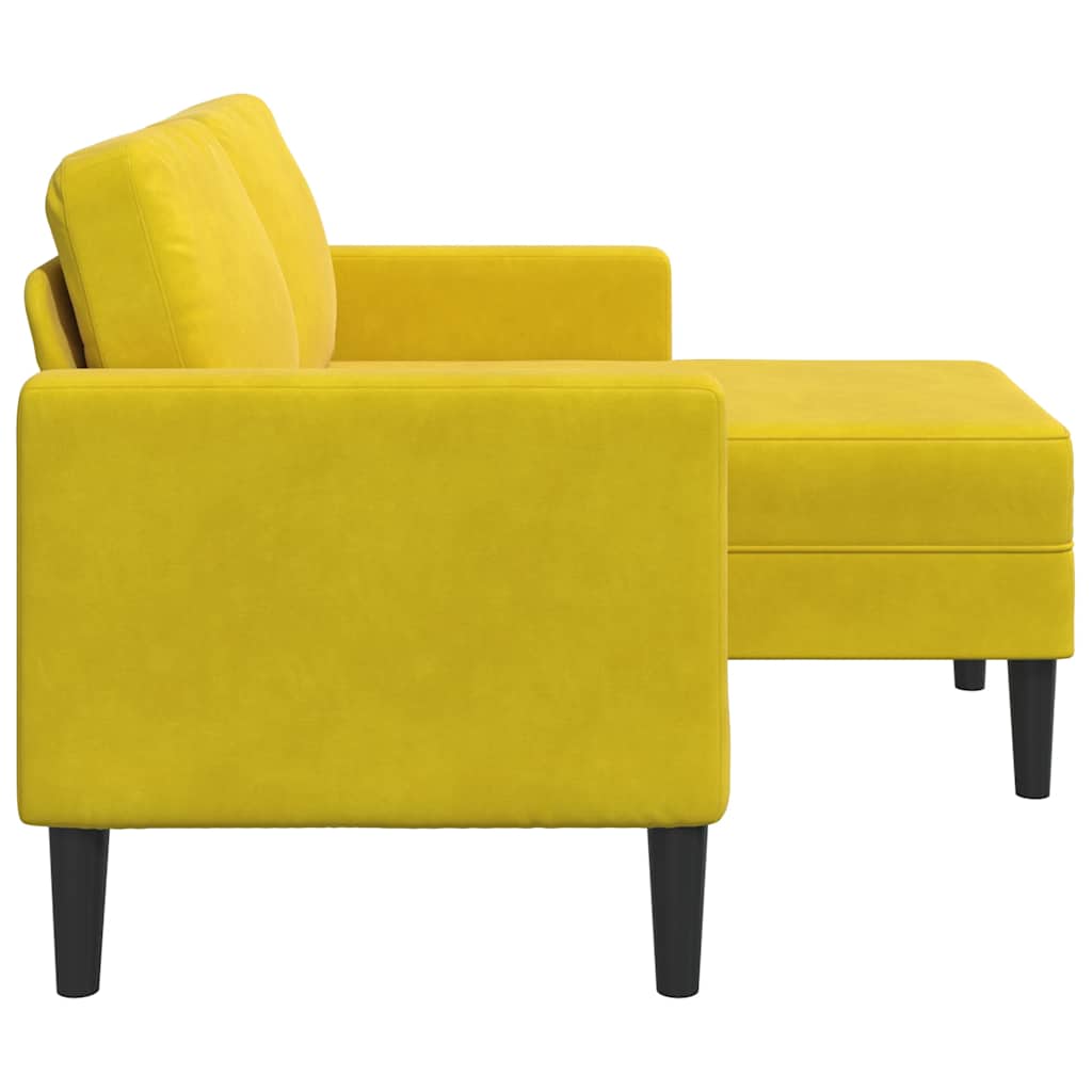 Sofá 2 lugares com Chaise em L 125 cm veludo amarela