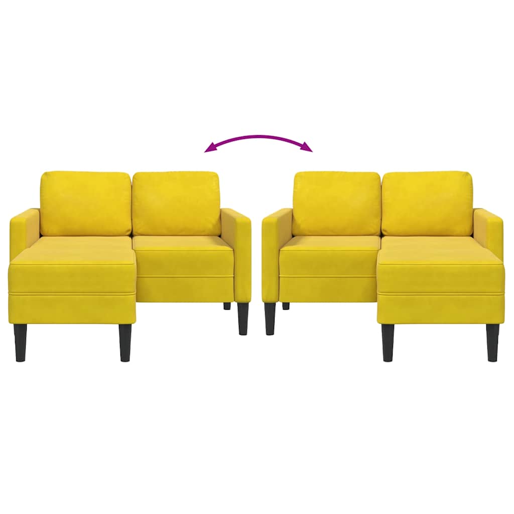 Sofá 2 lugares com Chaise em L 125 cm veludo amarela
