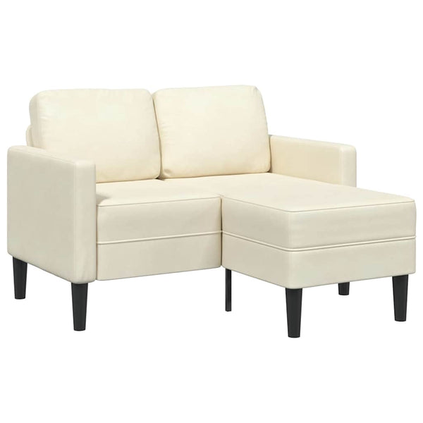 Sofá 2 lugares com Chaise em L 125 cm veludo creme