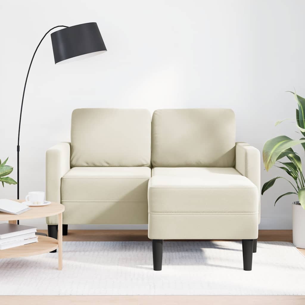 Sofá 2 lugares com Chaise em L 125 cm veludo creme