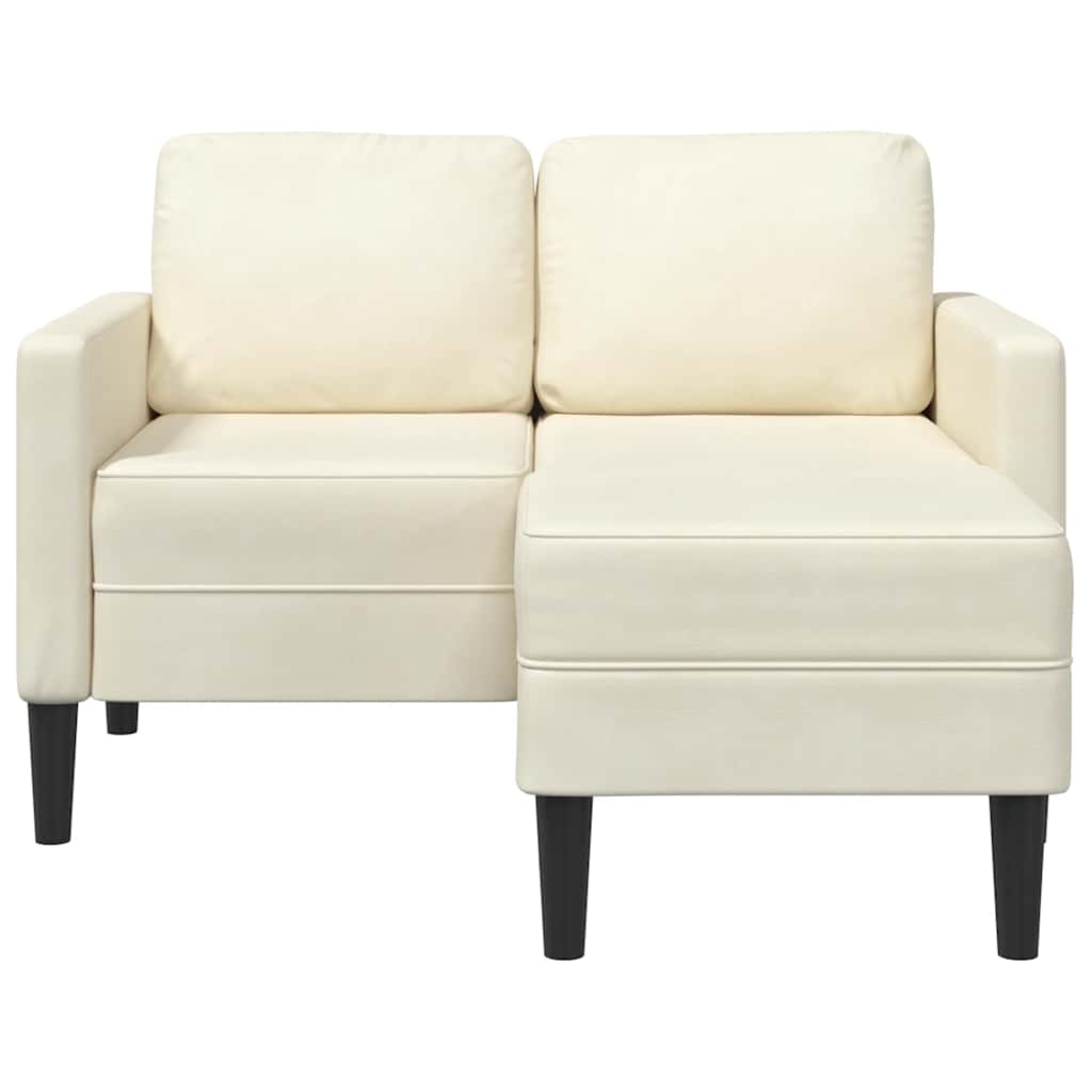 Sofá 2 lugares com Chaise em L 125 cm veludo creme