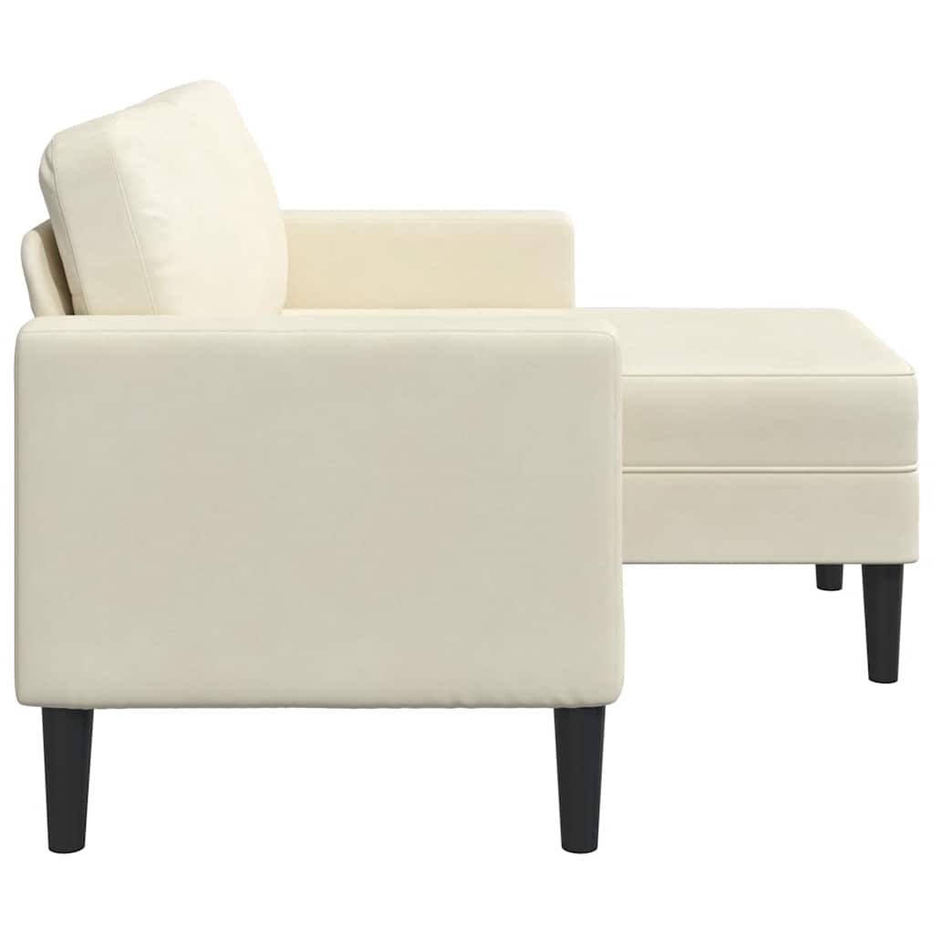Sofá 2 lugares com Chaise em L 125 cm veludo creme