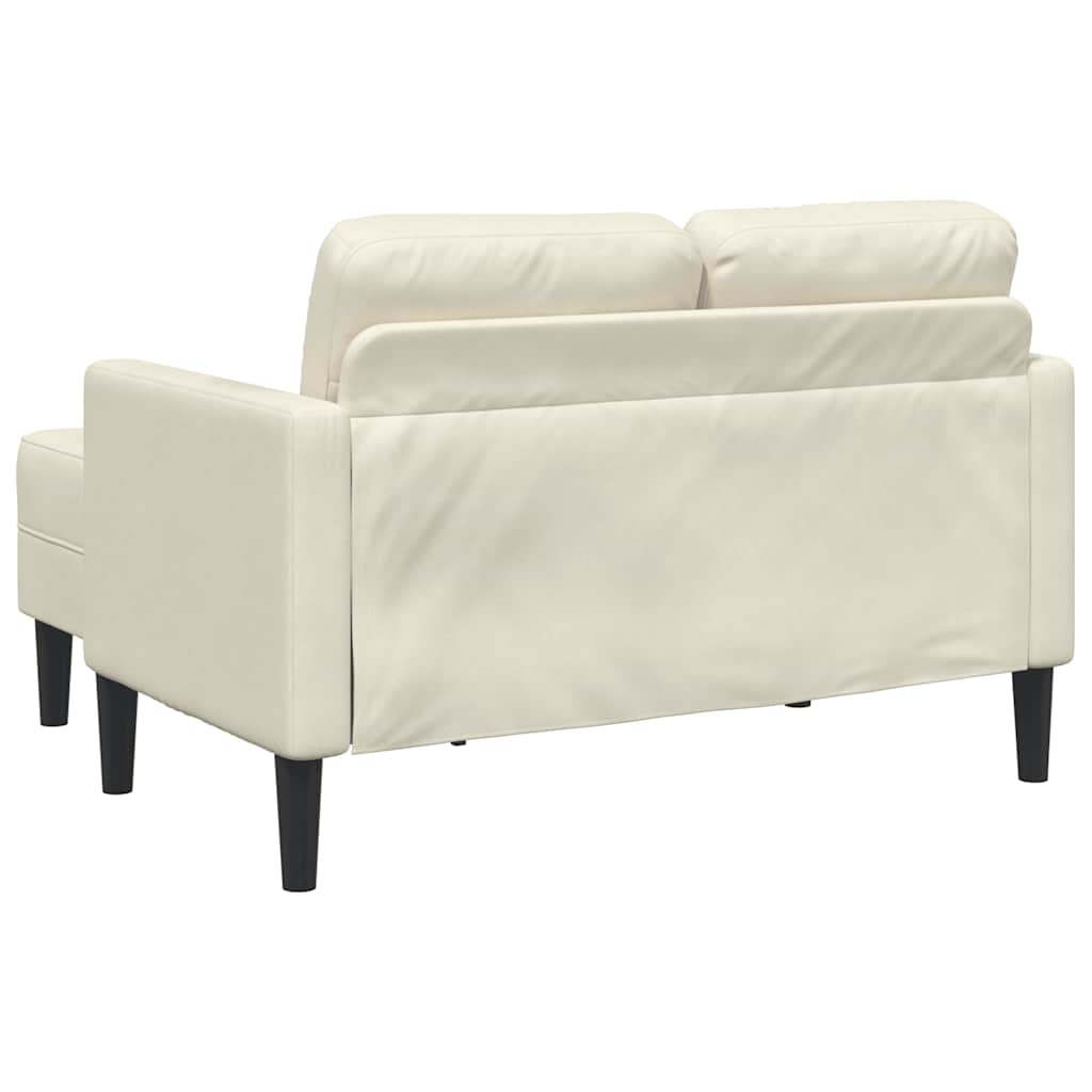 Sofá 2 lugares com Chaise em L 125 cm veludo creme