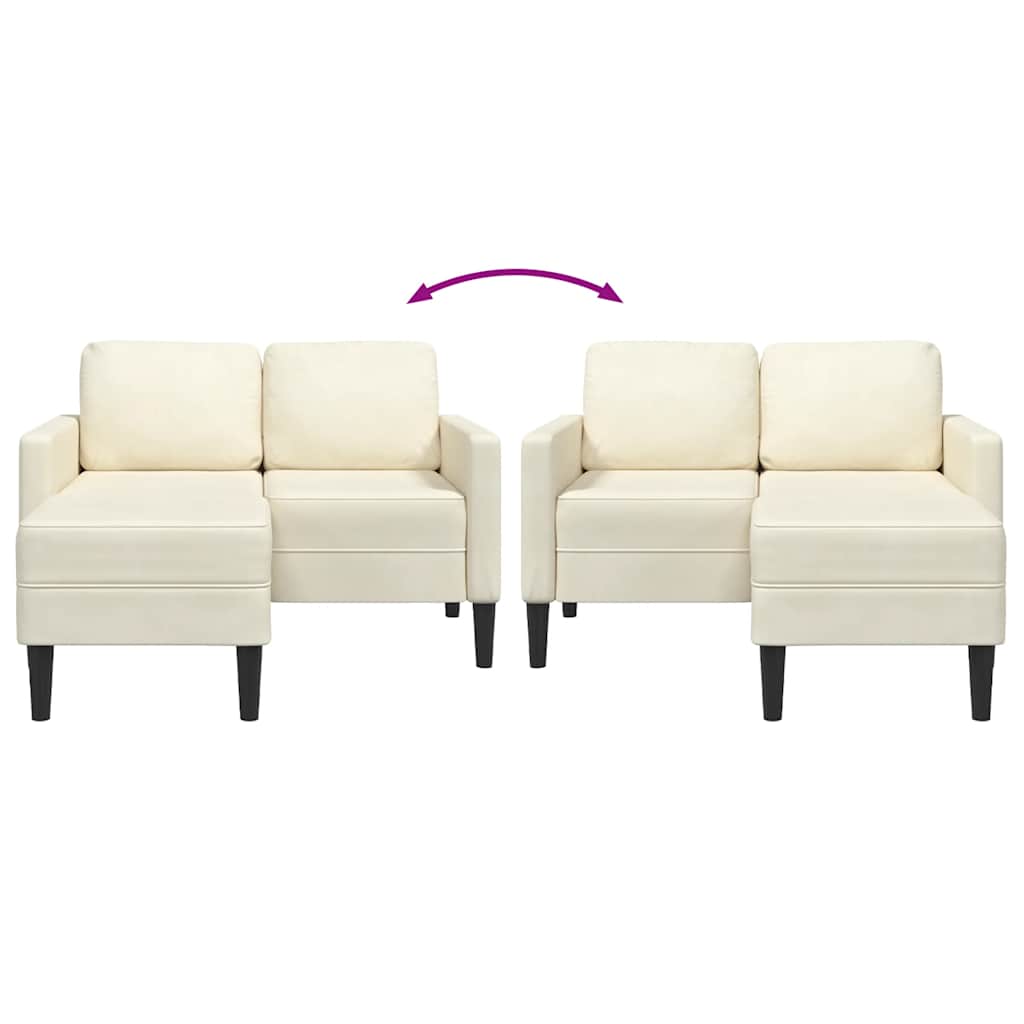 Sofá 2 lugares com Chaise em L 125 cm veludo creme