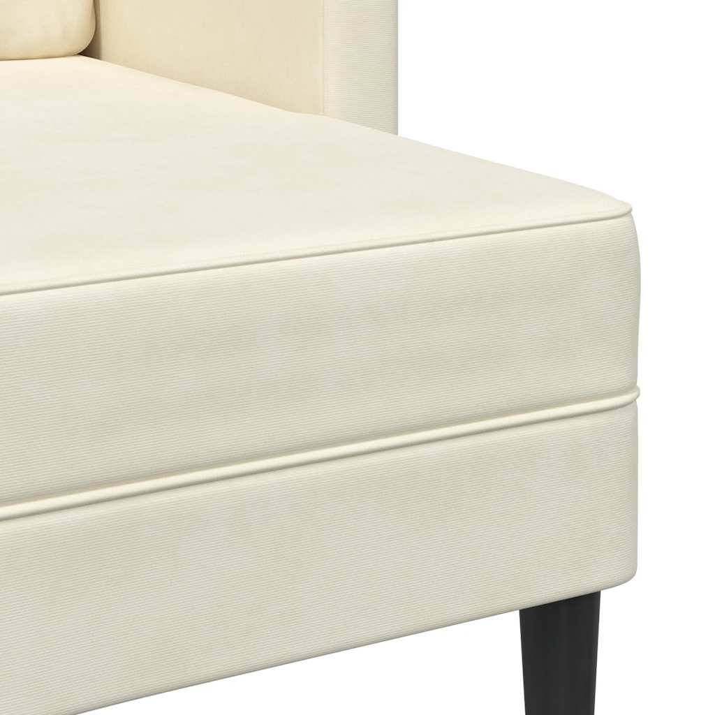 Sofá 2 lugares com Chaise em L 125 cm veludo creme