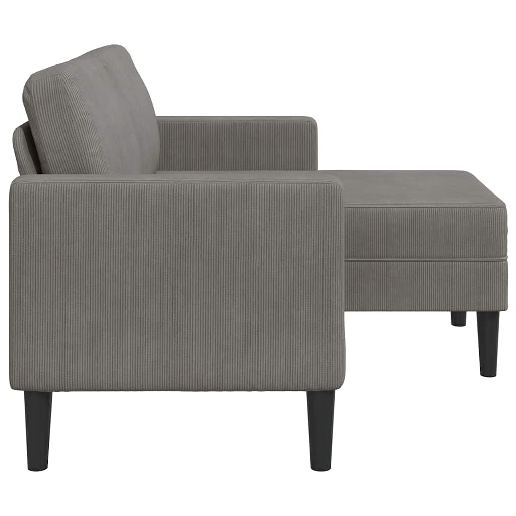Sofá 2 lugares com Chaise em L 125 cm linho cinzento-claro