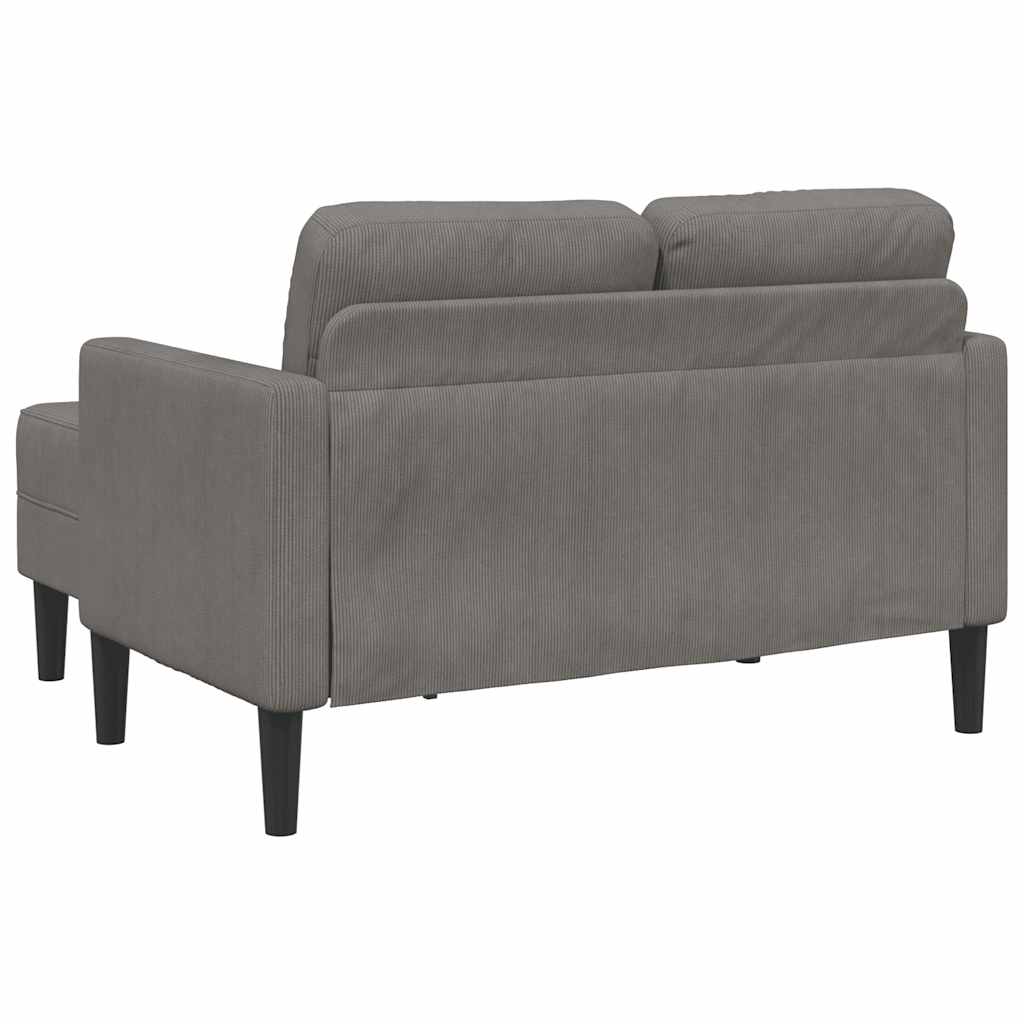 Sofá 2 lugares com Chaise em L 125 cm linho cinzento-claro