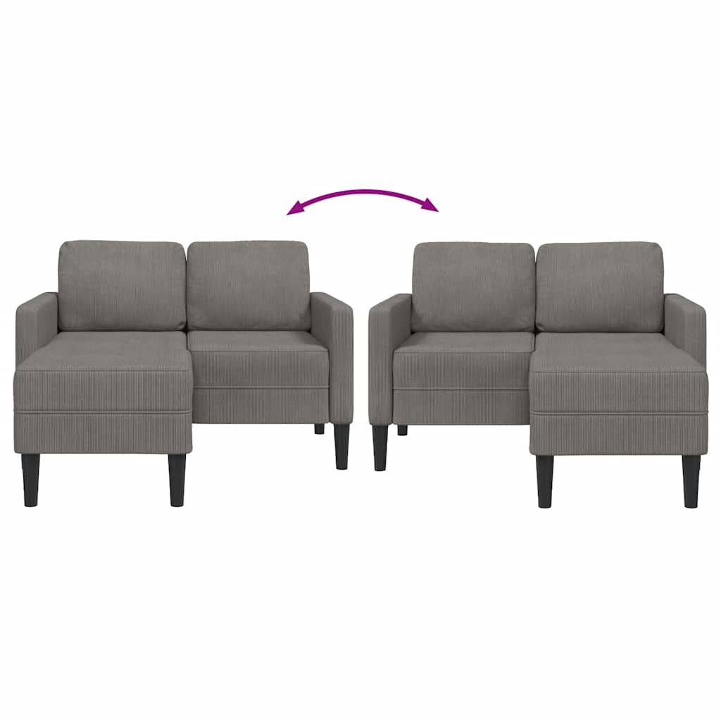 Sofá 2 lugares com Chaise em L 125 cm linho cinzento-claro