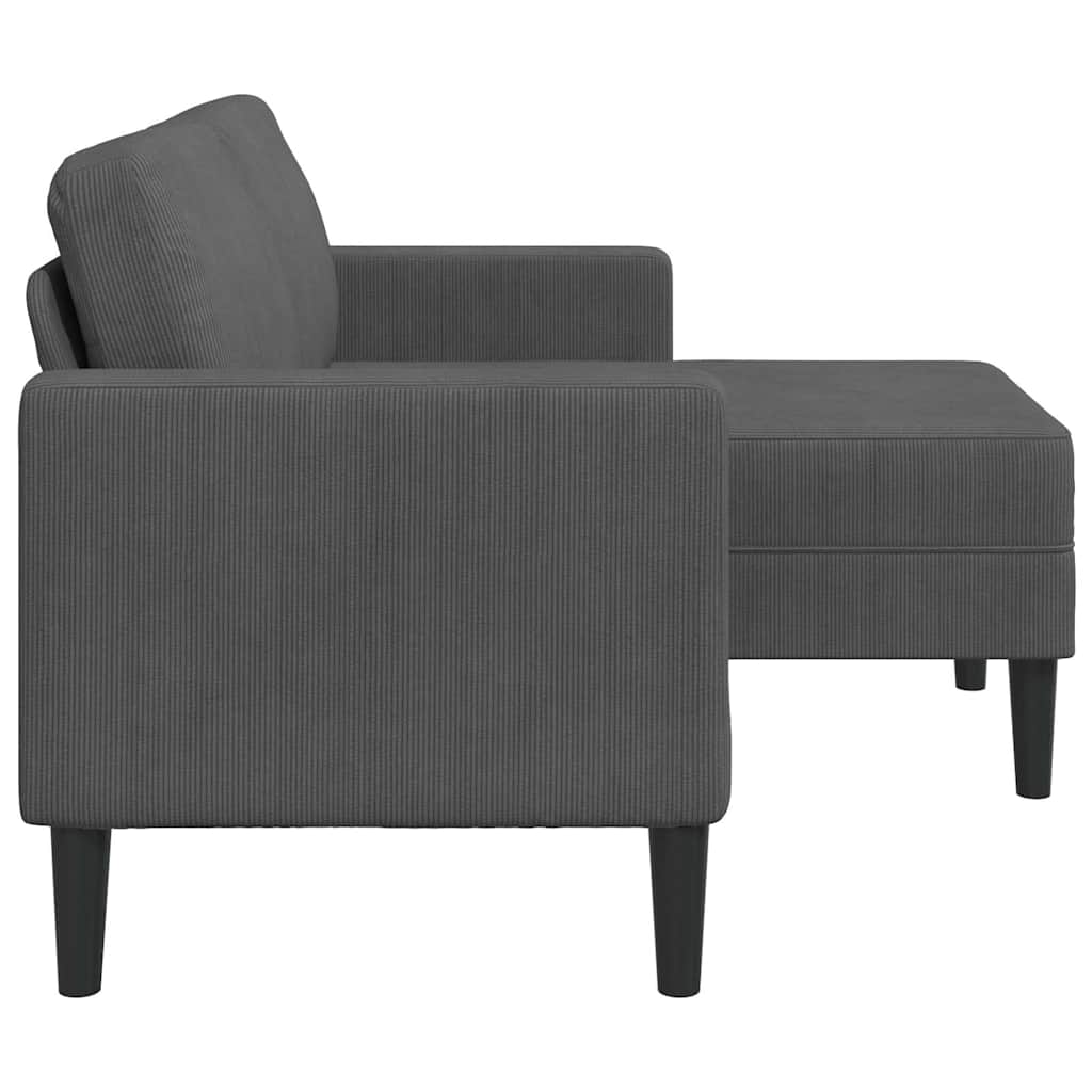 Sofá 2 lugares com Chaise em L 125 cm linho cinzento-escuro
