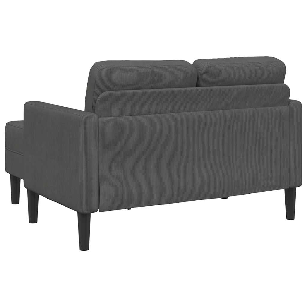 Sofá 2 lugares com Chaise em L 125 cm linho cinzento-escuro