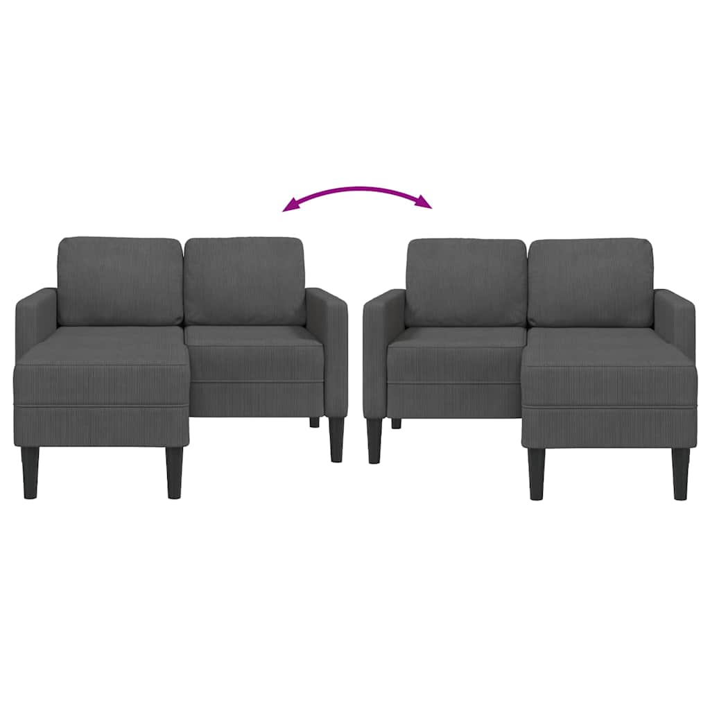 Sofá 2 lugares com Chaise em L 125 cm linho cinzento-escuro