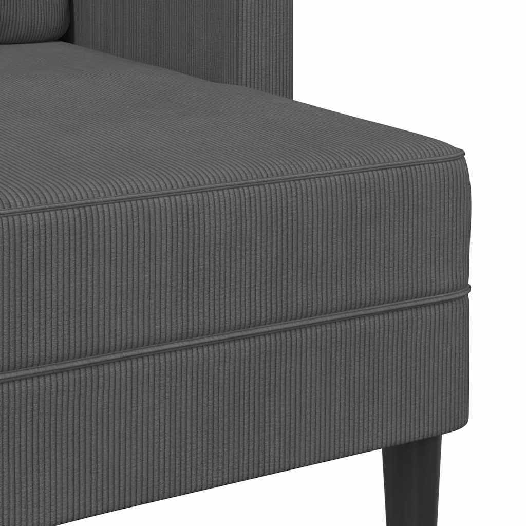 Sofá 2 lugares com Chaise em L 125 cm linho cinzento-escuro