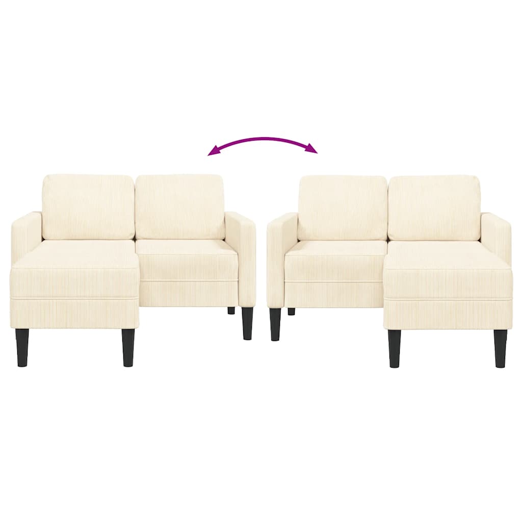 Sofá 2 lugares com Chaise em L 125 cm linho creme
