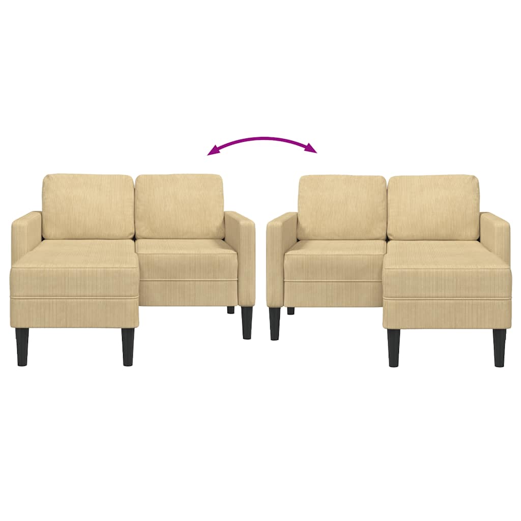 Sofá 2 lugares com Chaise em L 125cm linho verde cinzento