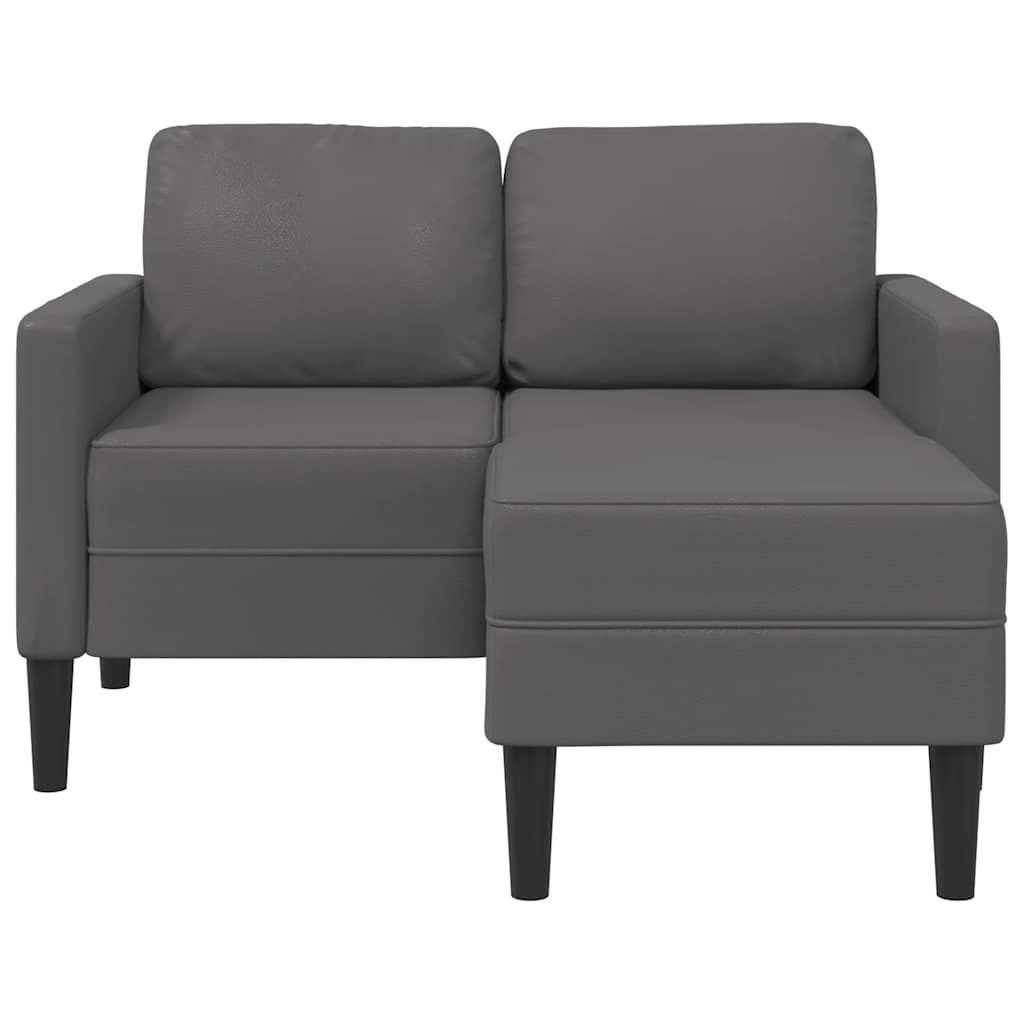 Sofá 2 lugares com Chaise em L 125 cm couro artificial cinzento