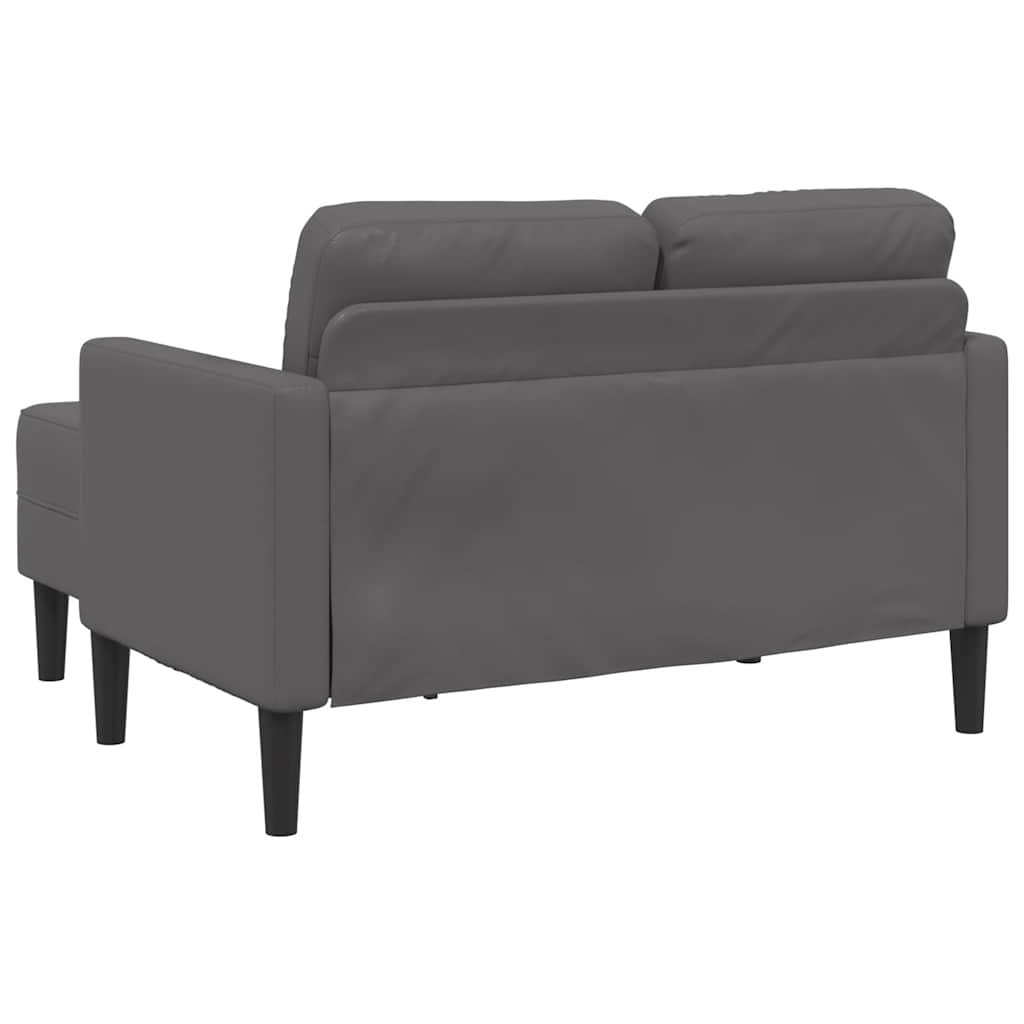 Sofá 2 lugares com Chaise em L 125 cm couro artificial cinzento