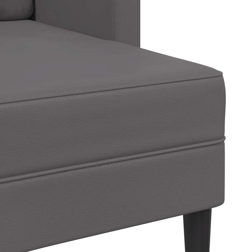 Sofá 2 lugares com Chaise em L 125 cm couro artificial cinzento