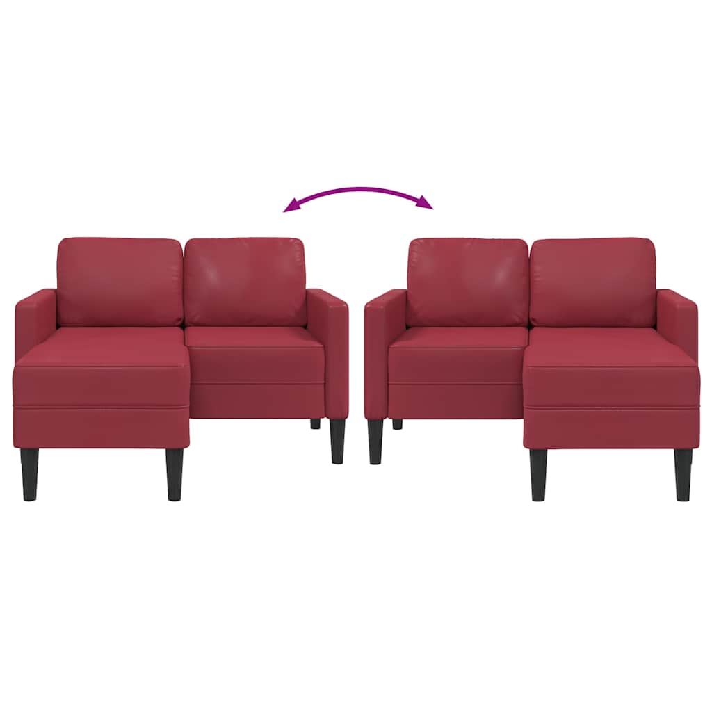 Sofá 2 lugares com Chaise em L 125 cm couro artificial