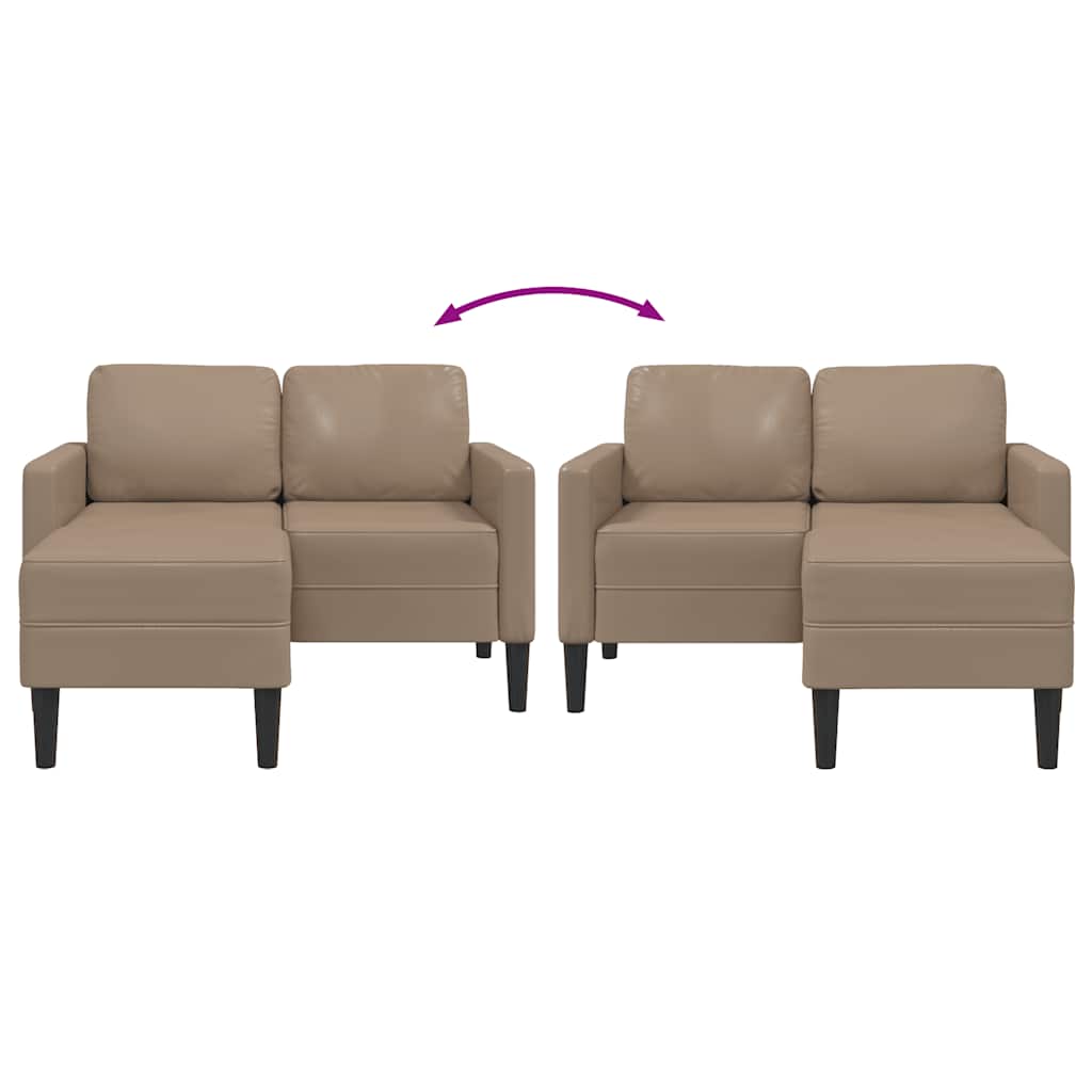 Sofá 2 lugares com Chaise em L 125 cm couro artificial