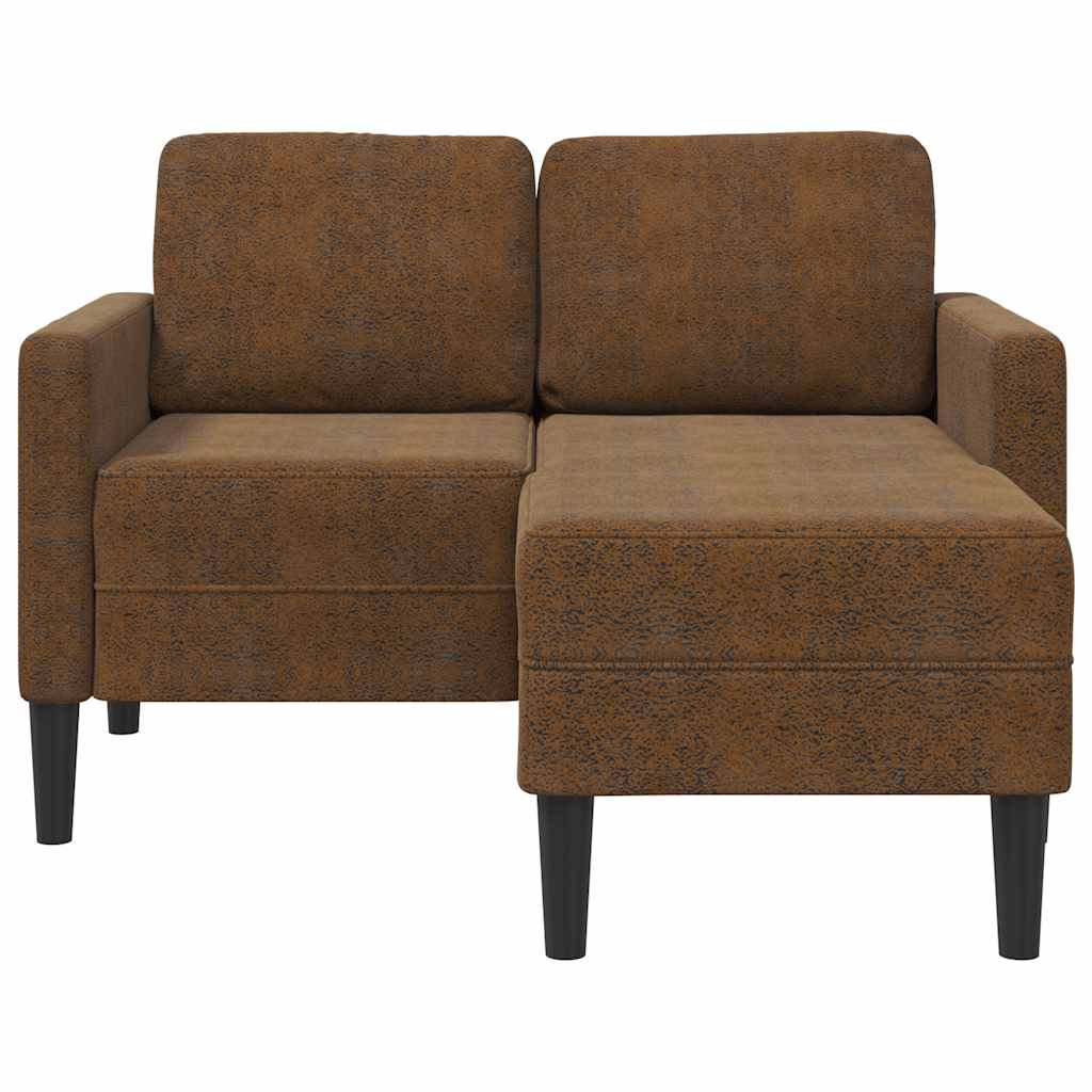 Sofá 2 lugares com Chaise em L 125 cm couro artificial castanho
