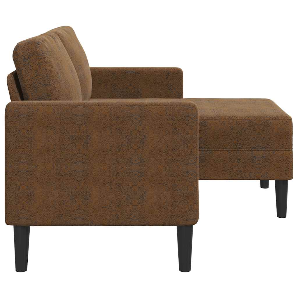 Sofá 2 lugares com Chaise em L 125 cm couro artificial castanho