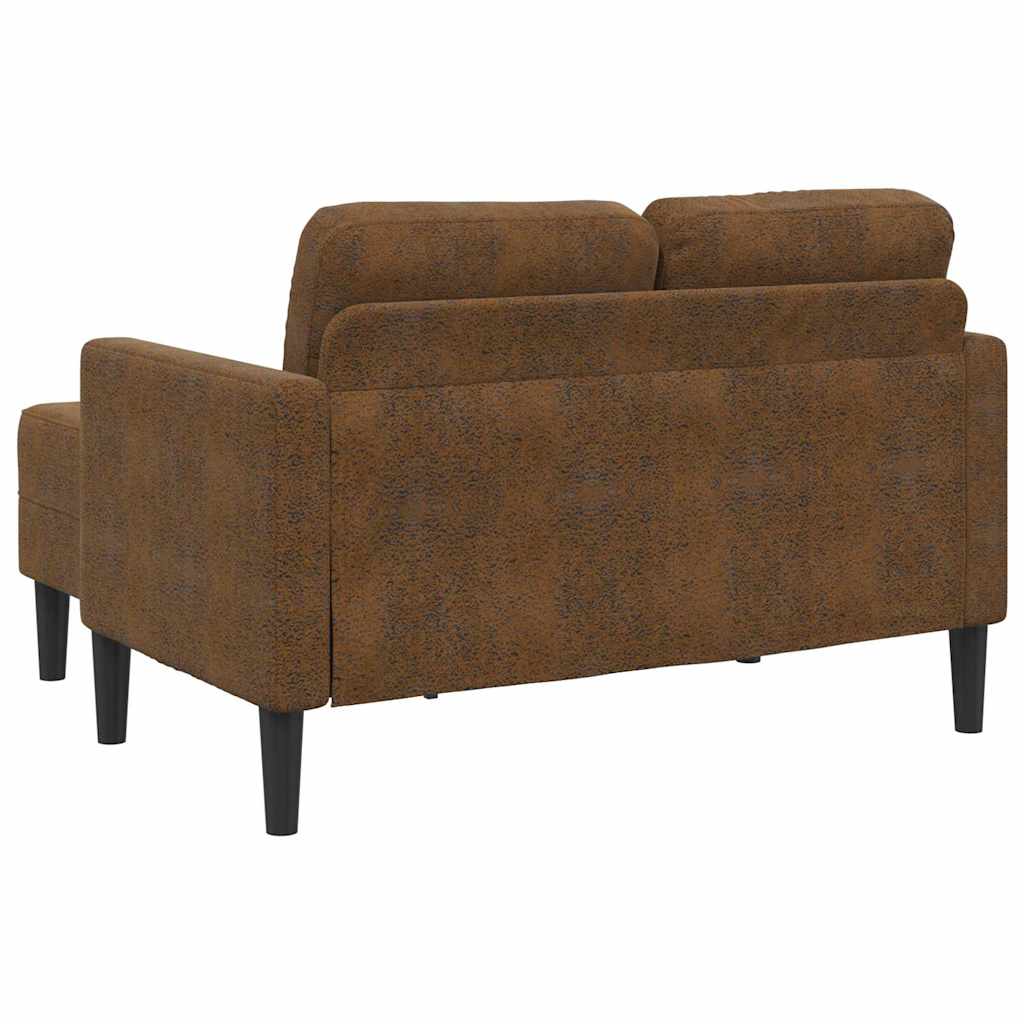 Sofá 2 lugares com Chaise em L 125 cm couro artificial castanho