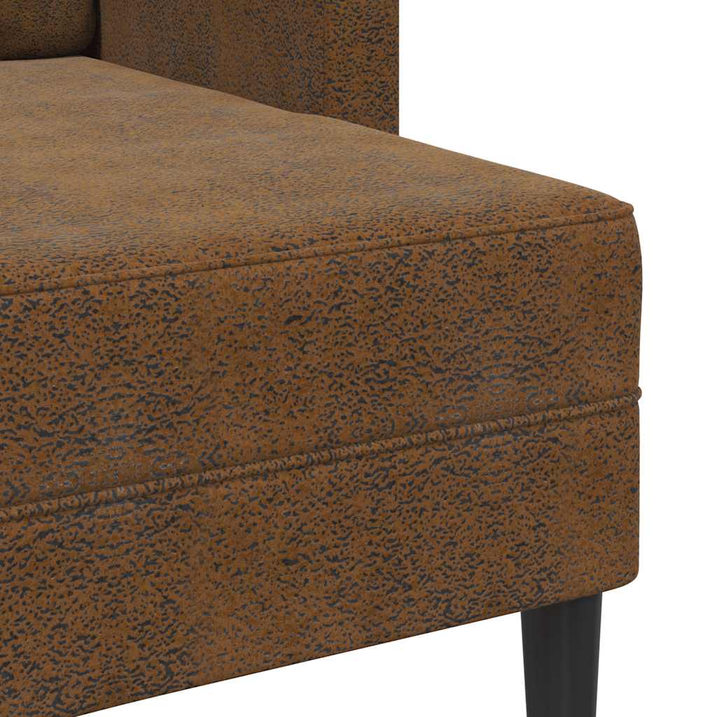 Sofá 2 lugares com Chaise em L 125 cm couro artificial castanho