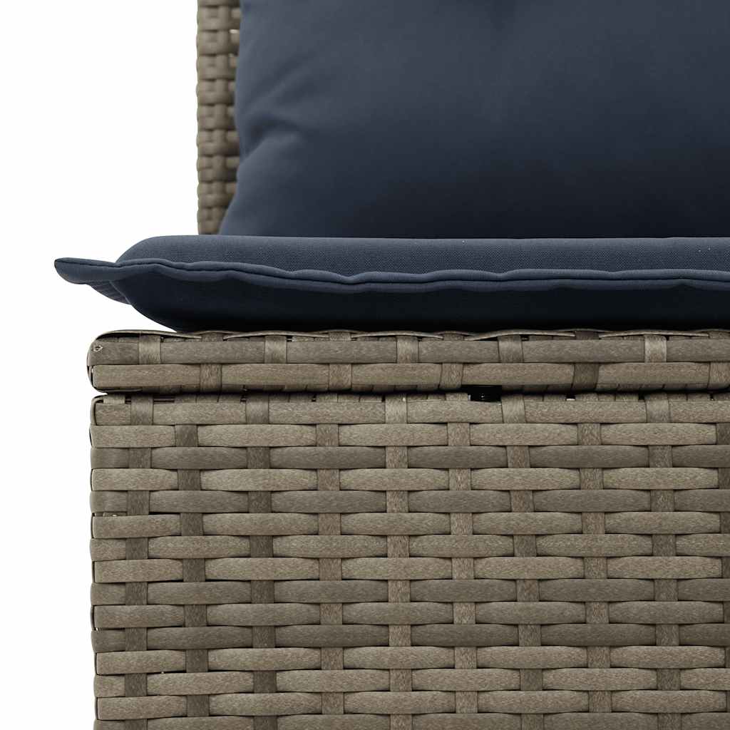 4 pcs conjunto sofás de jardim c/ almofadões vime PE cinzento