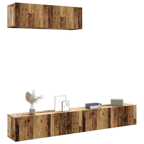 Móveis de parede para TV 3 peças madeira velha 100x30x30 cm