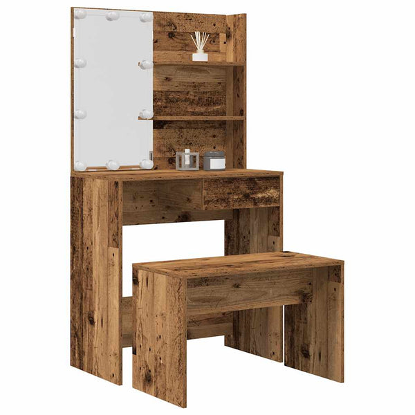 Conjunto toucador com luzes LED derivados madeira madeira velha