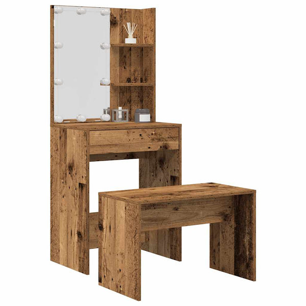 Conjunto toucador com luzes LED derivados madeira madeira velha
