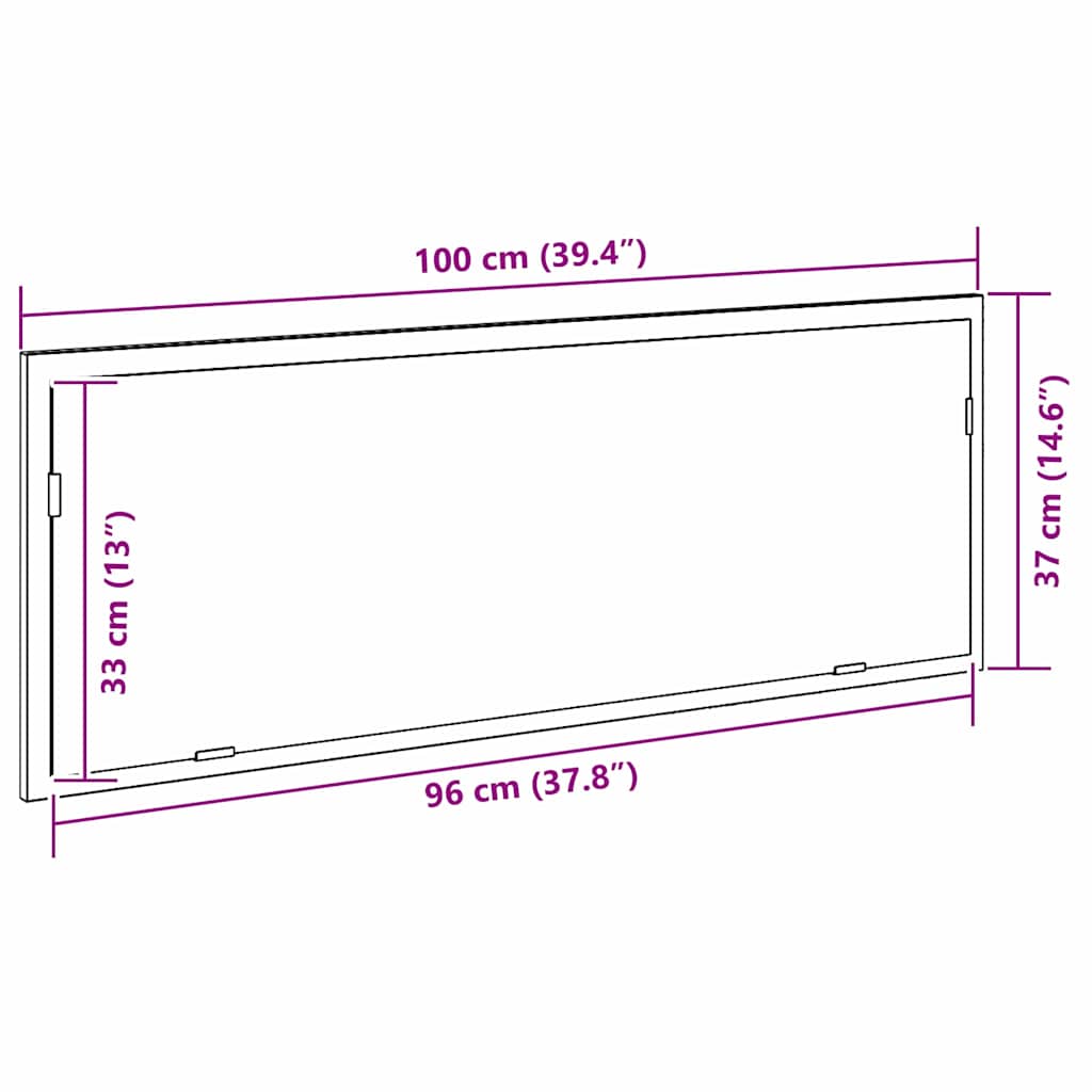 Espelho de banheiro LED Carvalho preto 100 x 8.5 x 37 cm