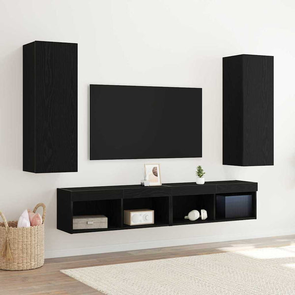 Armário para TV de Parede 2 pcs Carvalho preto