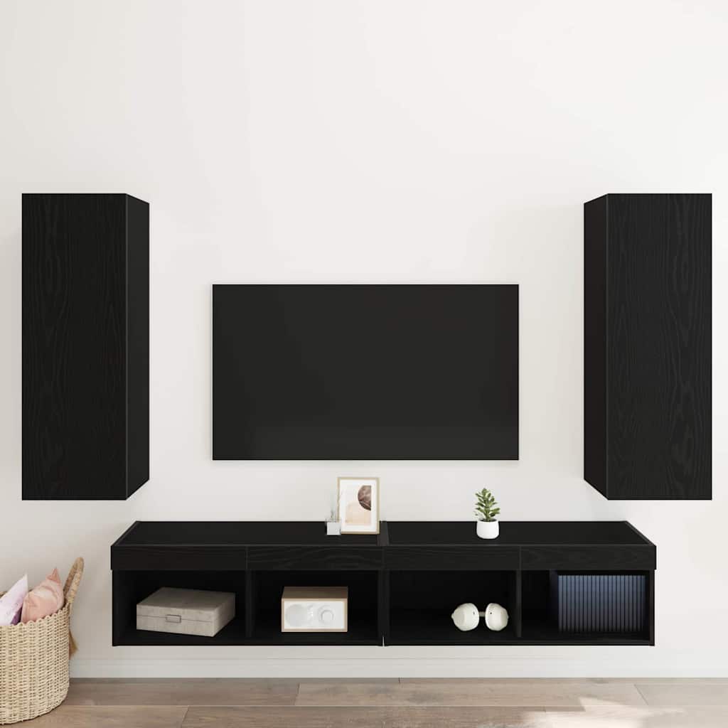Armário para TV de Parede 2 pcs Carvalho preto