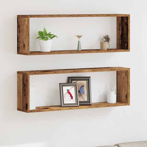 Prateleira de Parede 2 pcs Madeira Antiga 80 x 15 x 26 cm
