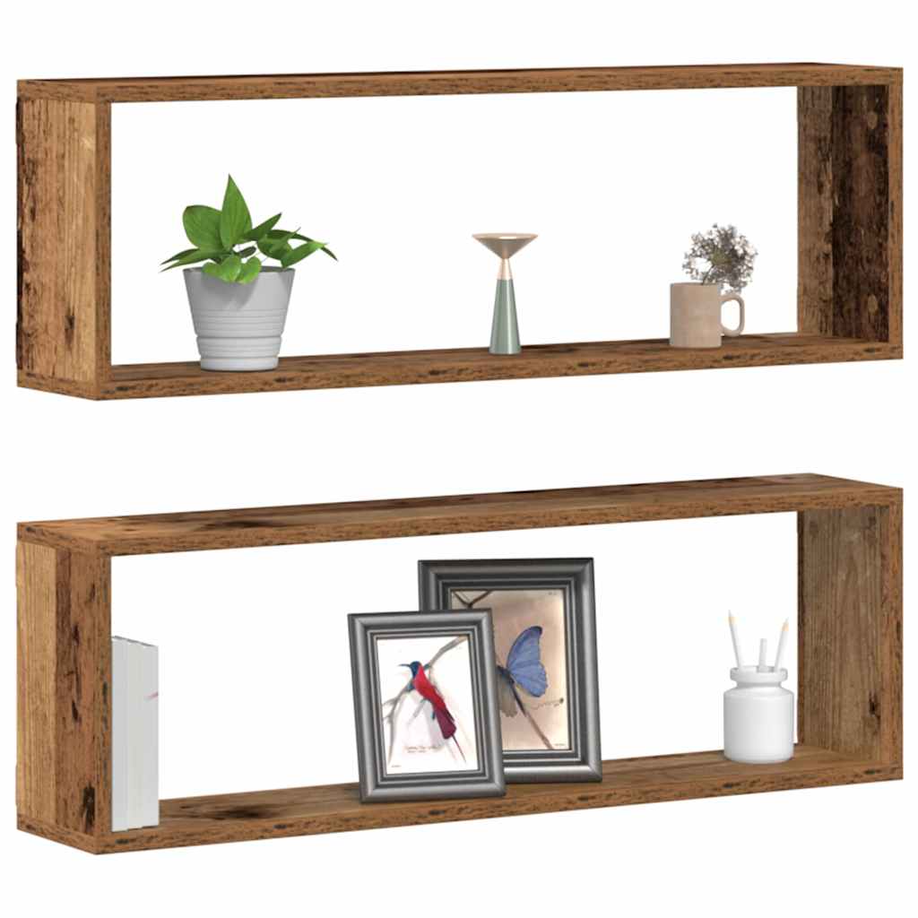 Prateleira de Parede 2 pcs Madeira Antiga 80 x 15 x 26 cm