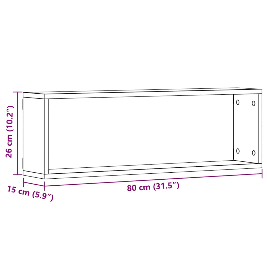 Prateleira de Parede 2 pcs Madeira Antiga 80 x 15 x 26 cm