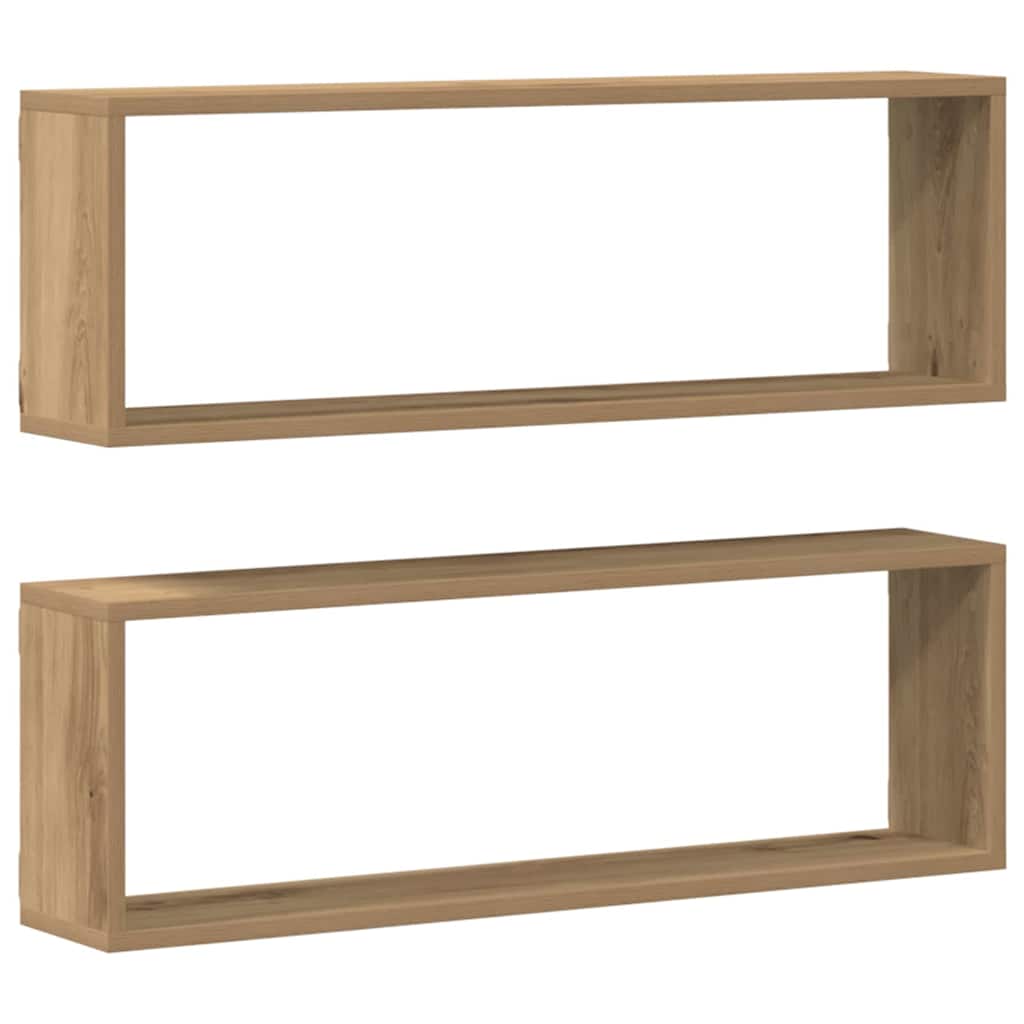 Prateleira de Parede 2 pcs Carvalho Artesanal 80 x 15 x 26 cm