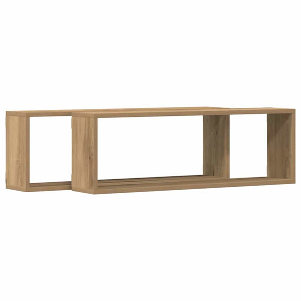 Prateleira de Parede 2 pcs Carvalho Artesanal 80 x 15 x 26 cm